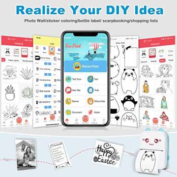 Zeacool Mini Pocket Printer,Portable Thermal Printer for Sticker,Label,Text Memo,Receipt,Photo,BT Inkless Printing,Gifts for Kids,Wireless Bluetooth Printer Compatible with iOS and Android（Blue）