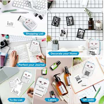 Zeacool Mini Pocket Printer,Portable Thermal Printer for Sticker,Label,Text Memo,Receipt,Photo,BT Inkless Printing,Gifts for Kids,Wireless Bluetooth Printer Compatible with iOS and Android（Blue）