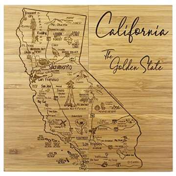 Totally Bamboo California State Puzzle 4 Piece Bamboo Coaster Set with Case