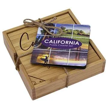 California Puzzle Coaster Set - Unique Eco-Friendly Gift