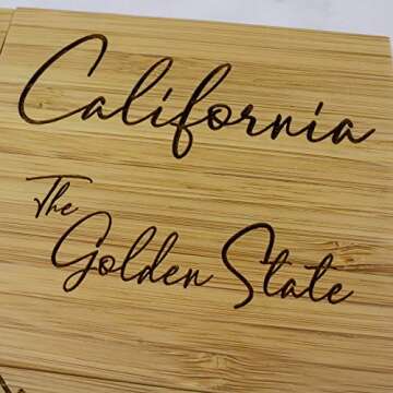 Totally Bamboo California State Puzzle 4 Piece Bamboo Coaster Set with Case