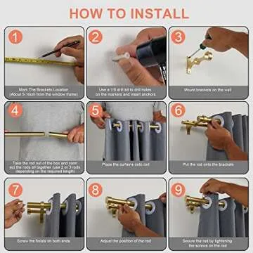 Lwiiom Double Curtain Rods with Aluminum End Cap and Full Surround Brackets,1-Inches Front and 5/8 Inches Back Adjustable between from 36 to 72 Inches (3-6 Feet),Brass Double Window Drapery Rod for