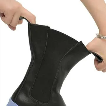 Women's Chelsea Ankle Boots Slip On Mid Calf Chunky Platform Comfortable Pull-on Booties (Blue,US size10.5)