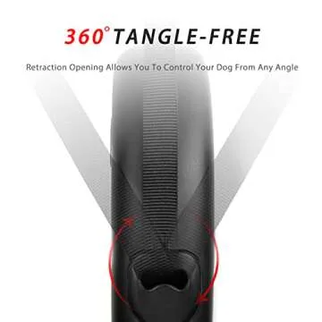 enrgticdg 16Ft Retractable Dog Leash,Light Weight Leash for Small to Medium Dogs/Cats Up to 50lbs,Stainless Steel Spring Strong Nylon Tape, Tangle Free, One-Handed Brake.(Black)