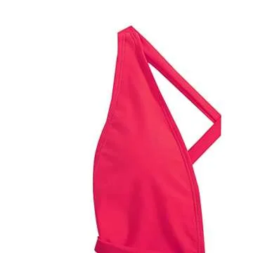 SweatyRocks Women's Sexy Basic Criss Cross Tie Knot Front Deep V Open Back One Piece Swimwear Plain Hot Pink M