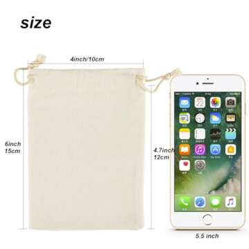 HRX Package 20pcs Muslin Bags - 4x6 inches Cotton Drawstring Gift Pouches for Parties