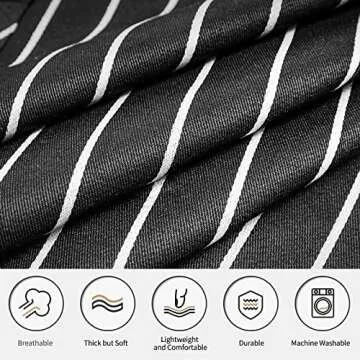 NLUS 2 Pack Cooking Aprons for Women with Pockets Adjustable Kitchen Bib Aprons for Women Men Chef, Black/White Stripe (Classic Black/White Stripes)