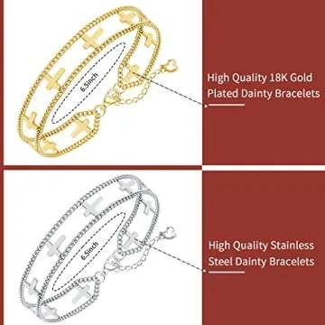 Jewlpire Gold Bracelet for Women, Dainty 18K Real Gold Plated Bracelets Jewelry for Women Cross Chain Bracelet Adjustable Trendy Jewelry Gifts