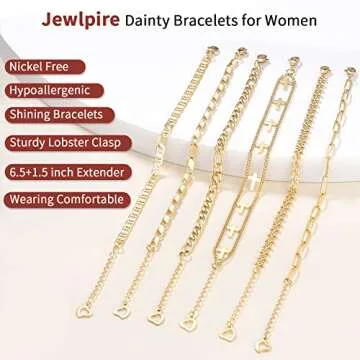 Jewlpire Gold Bracelet for Women, Dainty 18K Real Gold Plated Bracelets Jewelry for Women Cross Chain Bracelet Adjustable Trendy Jewelry Gifts