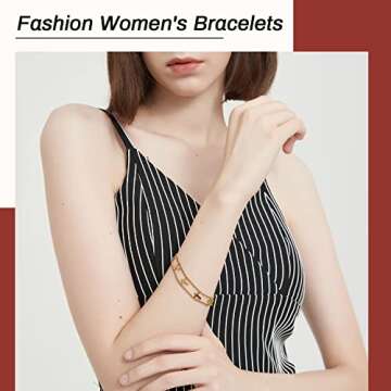 Jewlpire Gold Bracelet for Women, Dainty 18K Real Gold Plated Bracelets Jewelry for Women Cross Chain Bracelet Adjustable Trendy Jewelry Gifts