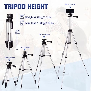 44-inch Lightweight Phone Tripod with Wireless Remote and Holder