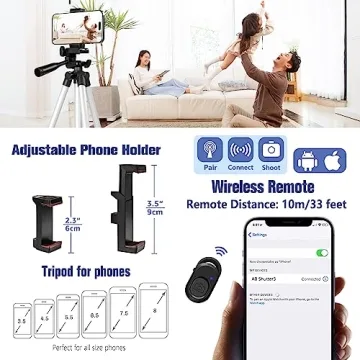 44-inch Lightweight Phone Tripod with Wireless Remote and Holder