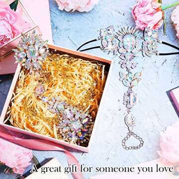 Boho Rhinestone Statement Chest Chain Shiny Crystal Necklace Body Chain Beach Rhinestone Anklet Barefoot Sandals Foot Chain Women Wedding Body Jewelry Accessories (Colorful)