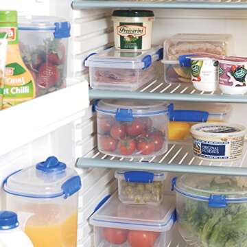 Sistema KLIP IT Rectangular Collection Food Storage Container, 33.8 oz./1.0 L, Clear/Blue, 3 Count