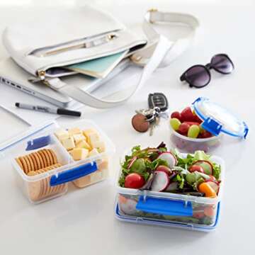 Sistema KLIP IT Rectangular Collection Food Storage Container, 33.8 oz./1.0 L, Clear/Blue, 3 Count