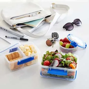 Sistema KLIP IT Rectangular Collection Food Storage Container, 33.8 oz./1.0 L, Clear/Blue, 3 Count
