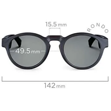 Bose Frames, Audio Sunglasses with Open Ear Headphones, Rondo, Black with Bluetooth Connectivity, Regular