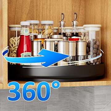 Ovicar Lazy Susan Turntable Organizer - 13 inch Rotating Spice Rack Metal Lazy Susan for Cabinet Pantry Kitchen Countertop Bathroom Refrigerator Table Storage, Black