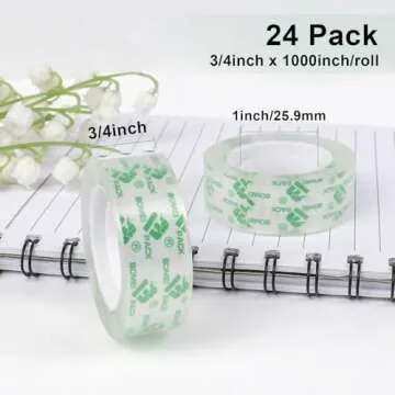 BOMEI PACK 24 Crystal Clear Tape Refill Rolls - Ideal for Home