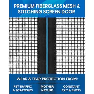 Upgraded Screen Door Mesh 38"x82" – Easy Install, Strong Magnet Strength, Pet Tested, Hands-Free Entry, Door Screen Magnetic Closure, Keeps Bugs Out