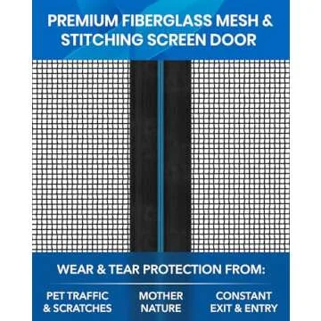 Upgraded Screen Door Mesh 38"x82" – Easy Install, Strong Magnet Strength, Pet Tested, Hands-Free Entry, Door Screen Magnetic Closure, Keeps Bugs Out