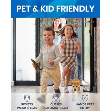 Upgraded Screen Door Mesh 38"x82" – Easy Install, Strong Magnet Strength, Pet Tested, Hands-Free Entry, Door Screen Magnetic Closure, Keeps Bugs Out