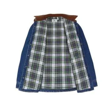 ZENTHACE Blue Jean Jacket for Men Denim Lightweight Snap Button Flannel Lined Denim Trucker Jacket Western Barn Coat Bule M