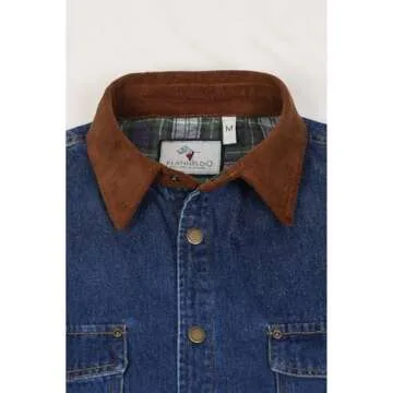 ZENTHACE Blue Jean Jacket for Men Denim Lightweight Snap Button Flannel Lined Denim Trucker Jacket Western Barn Coat Bule M