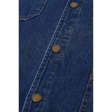 ZENTHACE Blue Jean Jacket for Men Denim Lightweight Snap Button Flannel Lined Denim Trucker Jacket Western Barn Coat Bule M