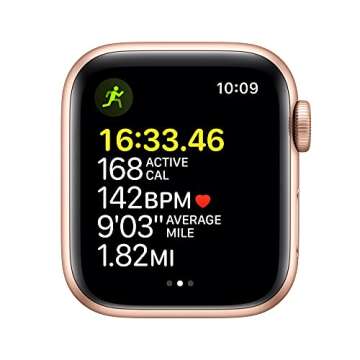 Apple Watch SE (Gen 1) [GPS 40mm] Smart Watch w/Gold Aluminium Case with Starlight Sport Band. Fitness & Activity Tracker, Heart Rate Monitor, Retina Display, Water Resistant