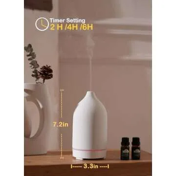 VIVITEST Stone Diffuser,200ML Essential Oil Diffuser, Ultrasonic Aromatherapy Diffusers for Home (White)