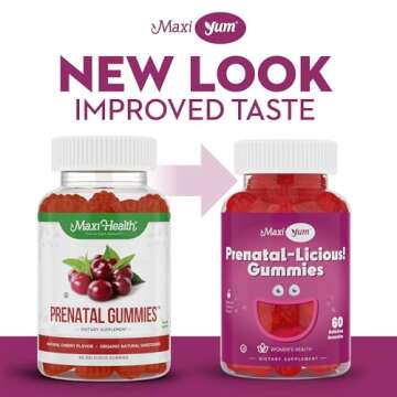 Organic Prenatal Gummies for Women - The Sweet Way to Nurture Your Tomorrow - Kosher Cherry Flavored Pre Natal Gummy - Prenatal Vitamins for Women with Folic Acid and Iron for Fetal Development, 60