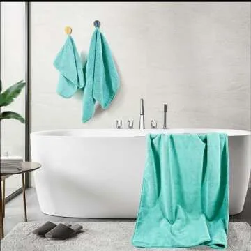 POLYTE Oversize, 60 x 30 in., Quick Dry Lint Free Microfiber Bath Towel Set, 6 Piece