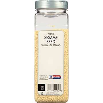 McCormick Culinary Whole Sesame Seed, 16 oz - One 16 Ounce Container of Hulled Whole White Sesame Se...