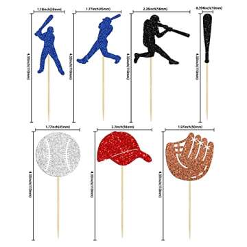 Gyufise Baseball Cupcake Toppers for Parties - 28Pcs Decoration