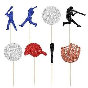 Gyufise Baseball Cupcake Toppers for Parties - 28Pcs Decoration