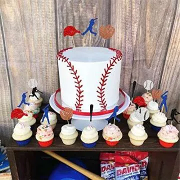 Gyufise Baseball Cupcake Toppers for Parties - 28Pcs Decoration