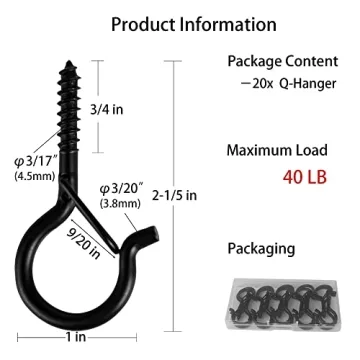 BEHENO Q-Hanger Screw Hooks for Outdoor String Lights