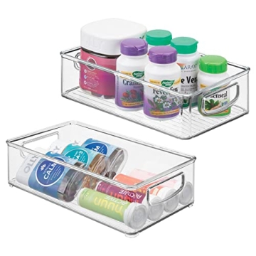 mDesign Small Plastic Bathroom Storage Bins – 2 Pack for Clear Organization