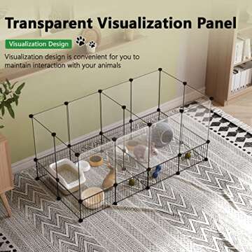 C&AHOME Pet Playpens, Small Animal Indoor Playpen, DIY Exercise Fence, Playpen Cage, Expanded & Portable Design for Guinea Pigs, Puppy, 49.5" L x 25.4" W x 22.6" H UTW3040W