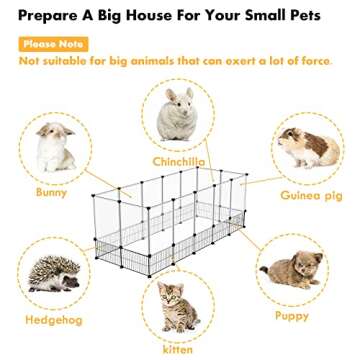 C&AHOME Pet Playpens, Small Animal Indoor Playpen, DIY Exercise Fence, Playpen Cage, Expanded & Portable Design for Guinea Pigs, Puppy, 49.5" L x 25.4" W x 22.6" H UTW3040W
