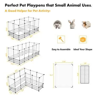 C&AHOME Pet Playpens, Small Animal Indoor Playpen, DIY Exercise Fence, Playpen Cage, Expanded & Portable Design for Guinea Pigs, Puppy, 49.5" L x 25.4" W x 22.6" H UTW3040W