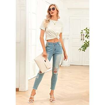 Stylish Women’s Summer Twist Knot Crop Top Tee
