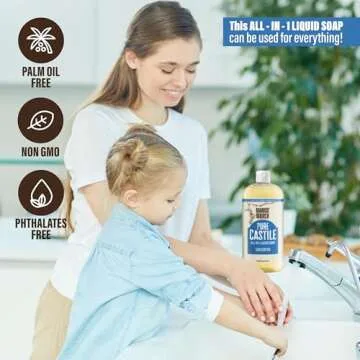 Bamboo And Birch Pure Castile Soap Liquid Organic, Certified Palm Oil Free Natural Soap, Unscented, 32 oz