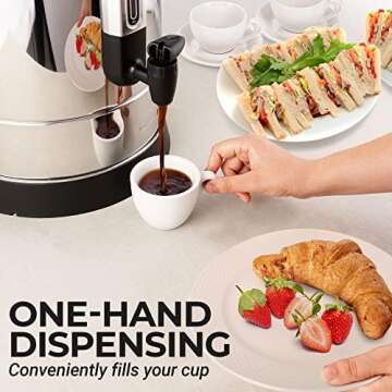 Zulay Commercial Coffee Maker - Coffee Percolator With Double-Wall Stainless Steel & Twist-Lock Lid - Quick Brewing Coffee Urn With Keep-Warm Mode For Events & Catering - 50 Cup Silver