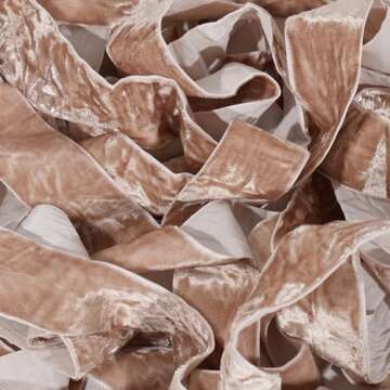 MAYREEL Taupe Crushed Velvet Ribbon 1 Inch Beige Vintage Ribbon for Flower Bouquets Wedding Invitations Crafts Gift Wrapping Party Favor Boxes 10 Yards