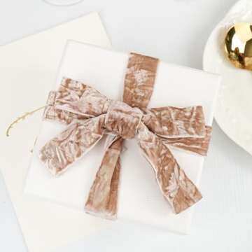 MAYREEL Taupe Crushed Velvet Ribbon 1 Inch Beige Vintage Ribbon for Flower Bouquets Wedding Invitations Crafts Gift Wrapping Party Favor Boxes 10 Yards