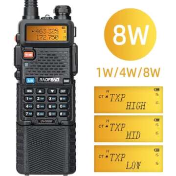 Baofeng UV-5R Ham Radio Long Range UV5R Handheld Dual Band 3800mAh High Power Two Way Radio Rechargeable Walkie Talkies for Adults with Earpiece,USB Charging Cable and Programming Cable Full Kit,2Pack