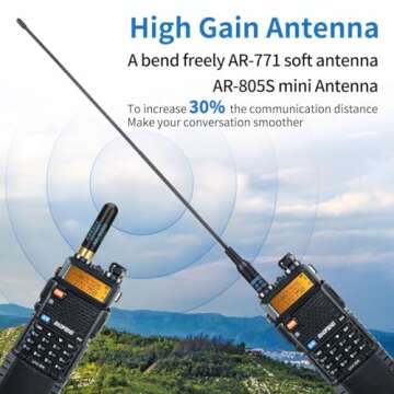 Baofeng UV-5R Ham Radio Long Range UV5R Handheld Dual Band 3800mAh High Power Two Way Radio Rechargeable Walkie Talkies for Adults with Earpiece,USB Charging Cable and Programming Cable Full Kit,2Pack