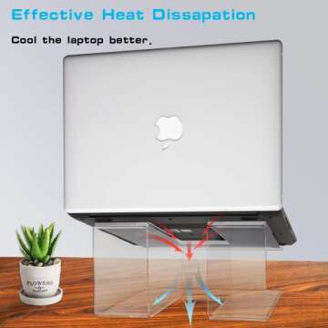 TINOMAR Acrylic Laptop Stand, Ultra Stable Ergonomic Laptop Stand for Desktop, Transparent Clear Computer Stand Mount Riser for 10 to 15.6 inches Laptops, Notebooks and MacBook